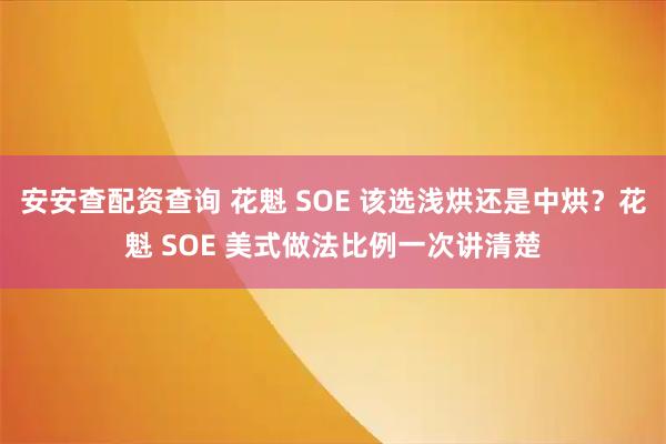 安安查配资查询 花魁 SOE 该选浅烘还是中烘？花魁 SOE 美式做法比例一次讲清楚